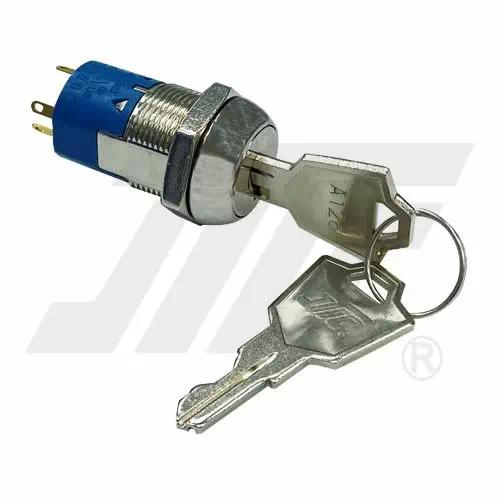 19mm外徑UL認證4排片電源鎖 (含單邊銑齒銅鑰匙鎖開關)