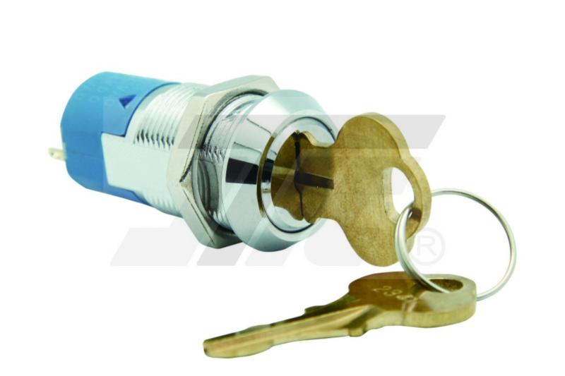 19mm外徑UL認證電源鎖含雙邊銑齒銅鑰匙開關