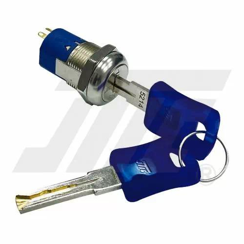 19mm外徑UL認證8排片蛇型電源鎖 (含雙邊內齒銅鑰匙包膠鎖開關)